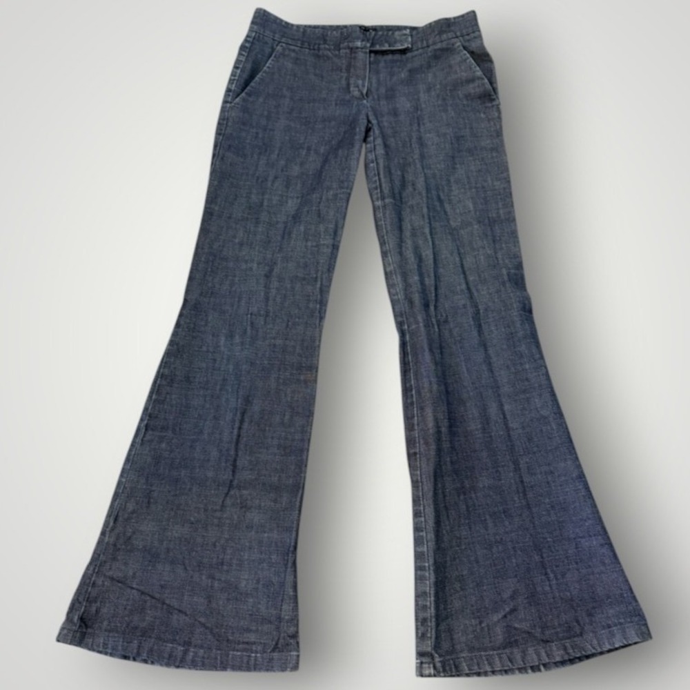 Theory Flare Jeans Vintage Women 31 Dark Blue Denim Stretch Wide Leg Y2K Retro